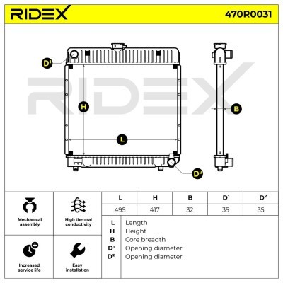 Radiator, Engine Cooling RIDEX 470R0031 470R0031 - photo 9