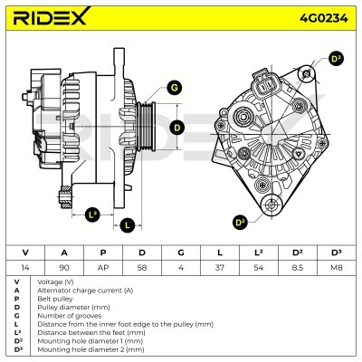 Alternator RIDEX 4G0234 4G0234 - photo 7