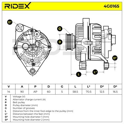 Alternator RIDEX 4G0165 4G0165 - photo 6