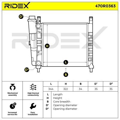 Radiator, Engine Cooling RIDEX 470R0363 470R0363 - photo 7