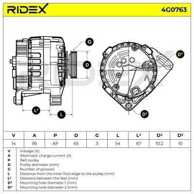 Alternator RIDEX 4G0763 4G0763 - photo 5