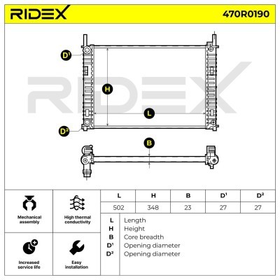 Radiator, Engine Cooling RIDEX 470R0190 470R0190 - photo 5