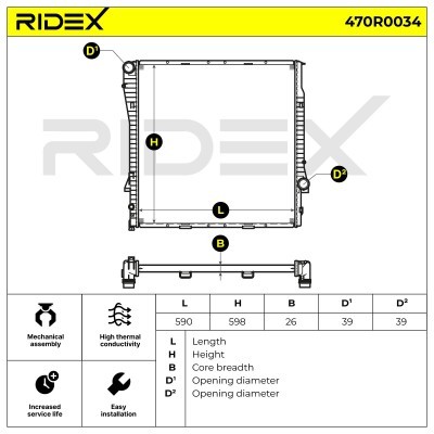 Radiator, Engine Cooling RIDEX 470R0034 470R0034 - photo 9