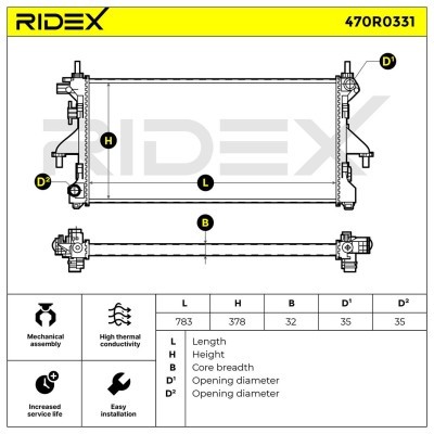 Radiator, Engine Cooling RIDEX 470R0331 470R0331 - photo 6