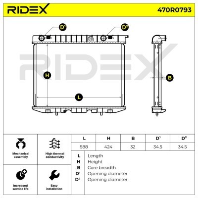Radiator, Engine Cooling RIDEX 470R0793 470R0793 - photo 8