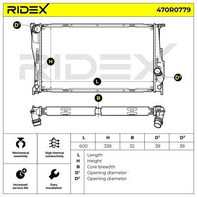 Radiator, Engine Cooling RIDEX 470R0779 470R0779 - photo 6