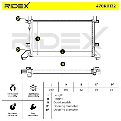 Radiator, Engine Cooling RIDEX 470R0132 470R0132 - photo 7