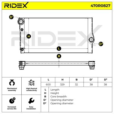 Radiator, Engine Cooling RIDEX 470R0827 470R0827 - photo 6