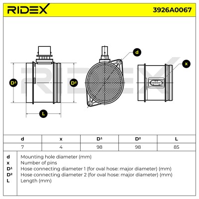 Air Mass Sensor RIDEX 3926A0067 3926A0067 - photo 8
