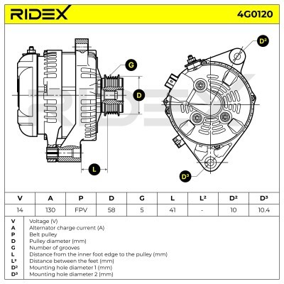 Alternator RIDEX 4G0120 4G0120 - photo 7