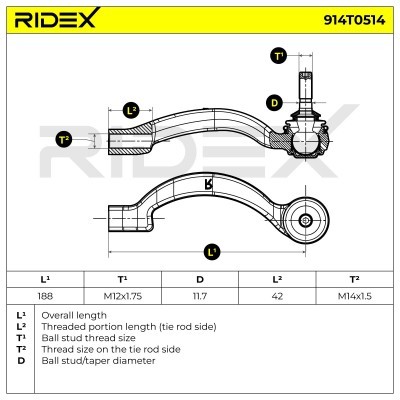Tie Rod End RIDEX 914T0514 914T0514 - photo 6