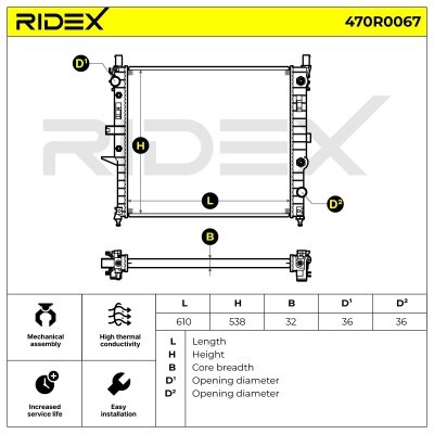 Radiator, Engine Cooling RIDEX 470R0067 470R0067 - photo 4