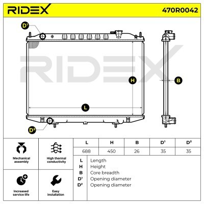 Radiator, Engine Cooling RIDEX 470R0042 470R0042 - photo 5