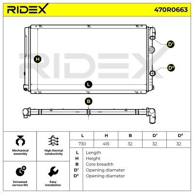 Radiator, Engine Cooling RIDEX 470R0663 470R0663 - photo 5