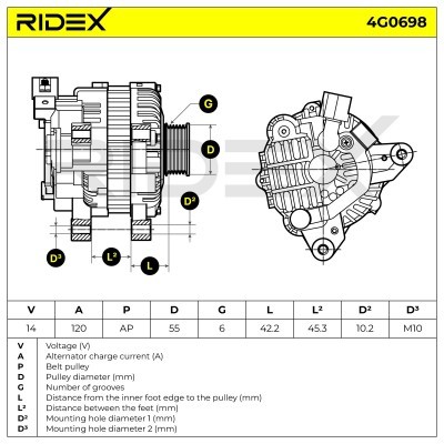 Alternator RIDEX 4G0698 4G0698 - photo 5