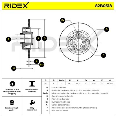 Brake Disc RIDEX 82B0518 82B0518 - photo 3