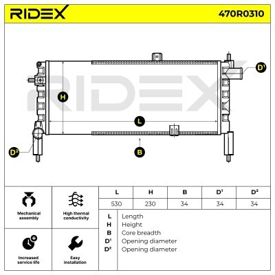 Radiator, Engine Cooling RIDEX 470R0310 470R0310 - photo 5