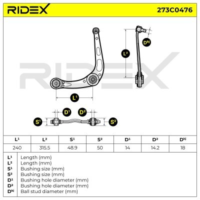 Control Arm RIDEX 273C0476 273C0476 - photo 10