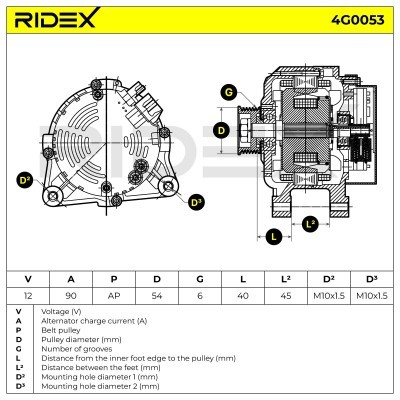 Alternator RIDEX 4G0053 4G0053 - photo 5