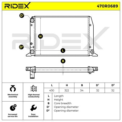 Radiator, Engine Cooling RIDEX 470R0689 470R0689 - photo 5