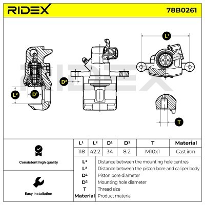 Brake Caliper RIDEX 78B0261 78B0261 - photo 6