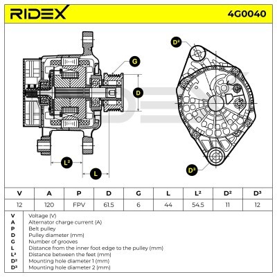 Alternator RIDEX 4G0040 4G0040 - photo 6