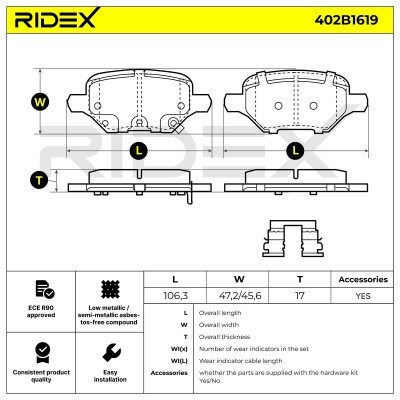 Brake Pads Set RIDEX 402B1619 402B1619 - photo 6