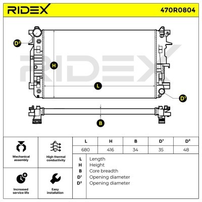Radiator, Engine Cooling RIDEX 470R0804 470R0804 - photo 10