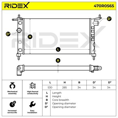 Radiator, Engine Cooling RIDEX 470R0565 470R0565 - photo 5