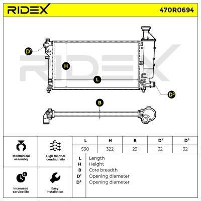 Radiator, Engine Cooling RIDEX 470R0694 470R0694 - photo 9