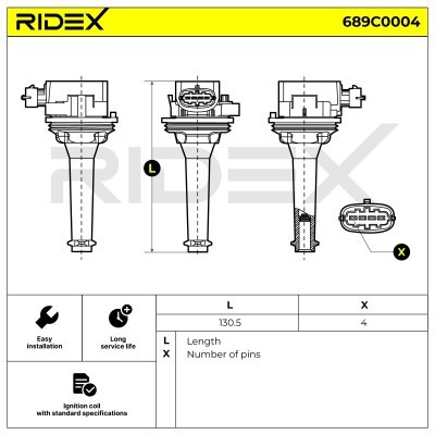 Ignition Coil RIDEX 689C0004 689C0004 - photo 4
