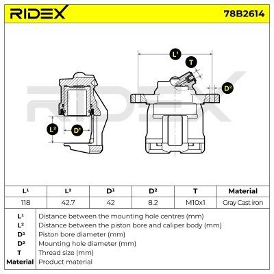 Brake Caliper RIDEX 78B2614 78B2614 - photo 7