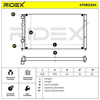 Radiator, Engine Cooling RIDEX 470R0264 470R0264 - photo 5