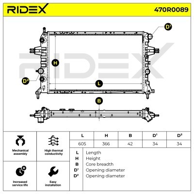 Radiator, Engine Cooling RIDEX 470R0089 470R0089 - photo 6