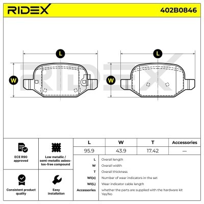 Brake Pads Set RIDEX 402B0846 402B0846 - photo 6