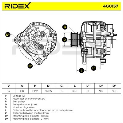 Alternator RIDEX 4G0157 4G0157 - photo 7