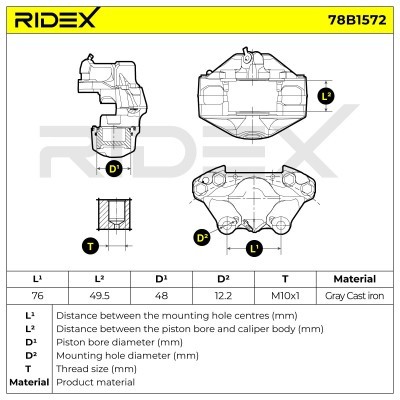 Brake Caliper RIDEX 78B1572 78B1572 - photo 7