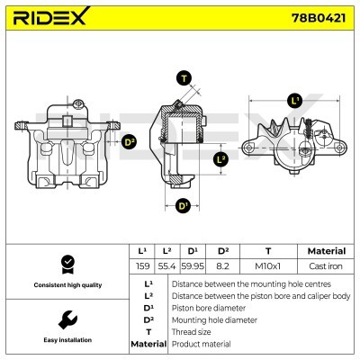 Brake Caliper RIDEX 78B0421 78B0421 - photo 5