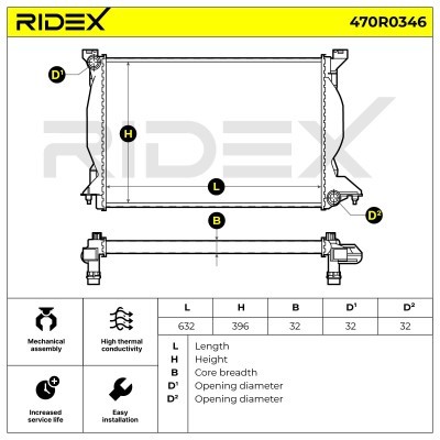 Radiator, Engine Cooling RIDEX 470R0346 470R0346 - photo 8