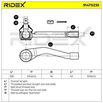 Tie Rod End RIDEX 914T0235 914T0235 - photo 5