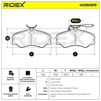 Brake Pads Set RIDEX 402B0819 402B0819 - photo 4