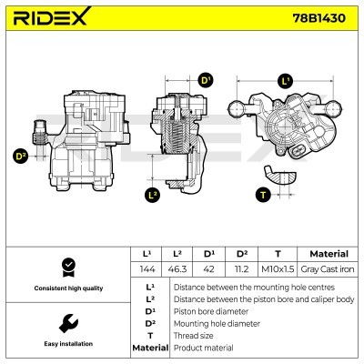 Brake Caliper RIDEX 78B1430 78B1430 - photo 8