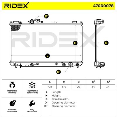 Radiator, Engine Cooling RIDEX 470R0078 470R0078 - photo 5
