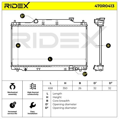 Radiator, Engine Cooling RIDEX 470R0413 470R0413 - photo 5