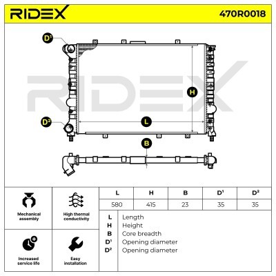 Radiator, Engine Cooling RIDEX 470R0018 470R0018 - photo 7