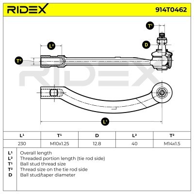 Tie Rod End RIDEX 914T0462 914T0462 - photo 5