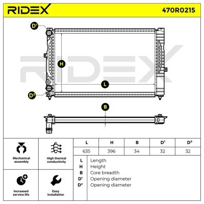 Radiator, Engine Cooling RIDEX 470R0215 470R0215 - photo 5