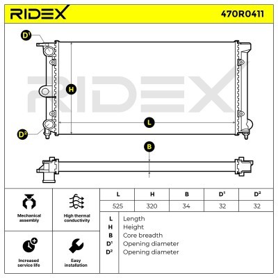 Radiator, Engine Cooling RIDEX 470R0411 470R0411 - photo 4