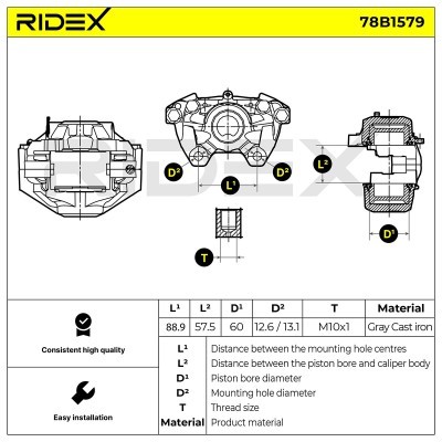 Brake Caliper RIDEX 78B1579 78B1579 - photo 6