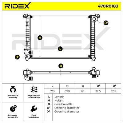 Radiator, Engine Cooling RIDEX 470R0183 470R0183 - photo 5